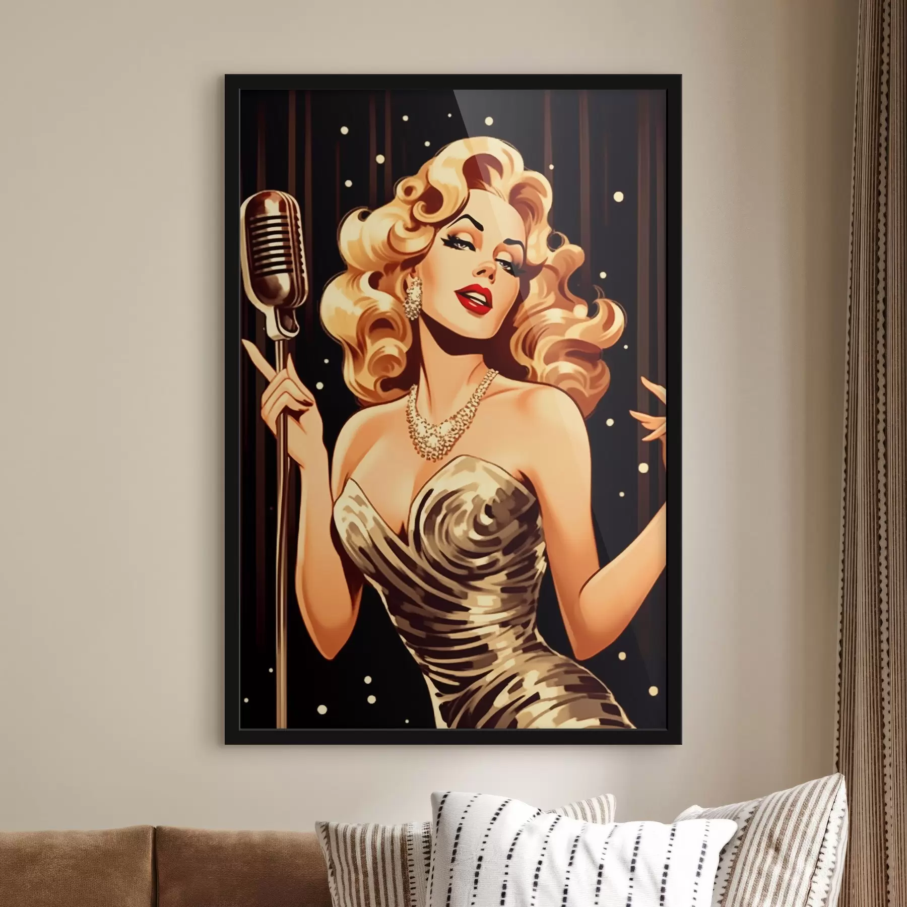 murales de pared Chica con micrófono f44112