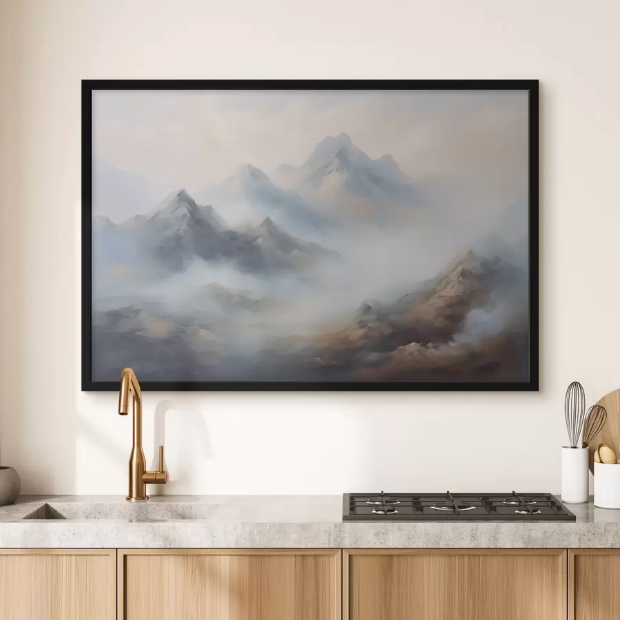 murales de pared Montañas con niebla al amanecer f44121