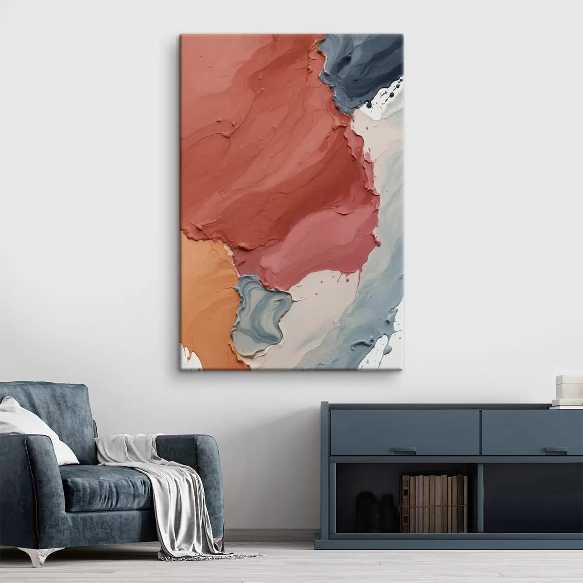 murales de pared Pintura abstracta al óleo con colores rojo, amarillo y azul s44068