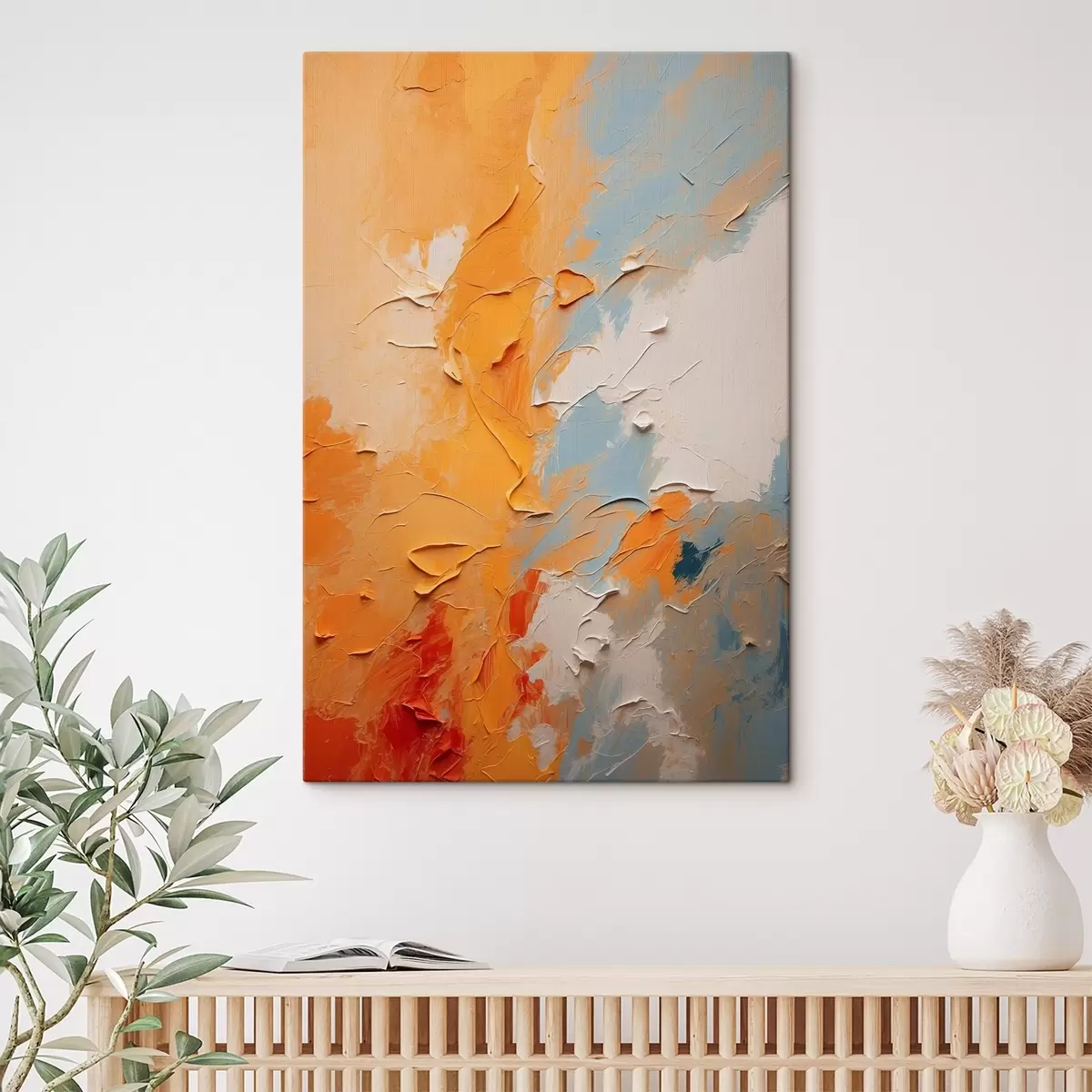 murales de pared Pintura al óleo abstracta con colores amarillo y azul s44077