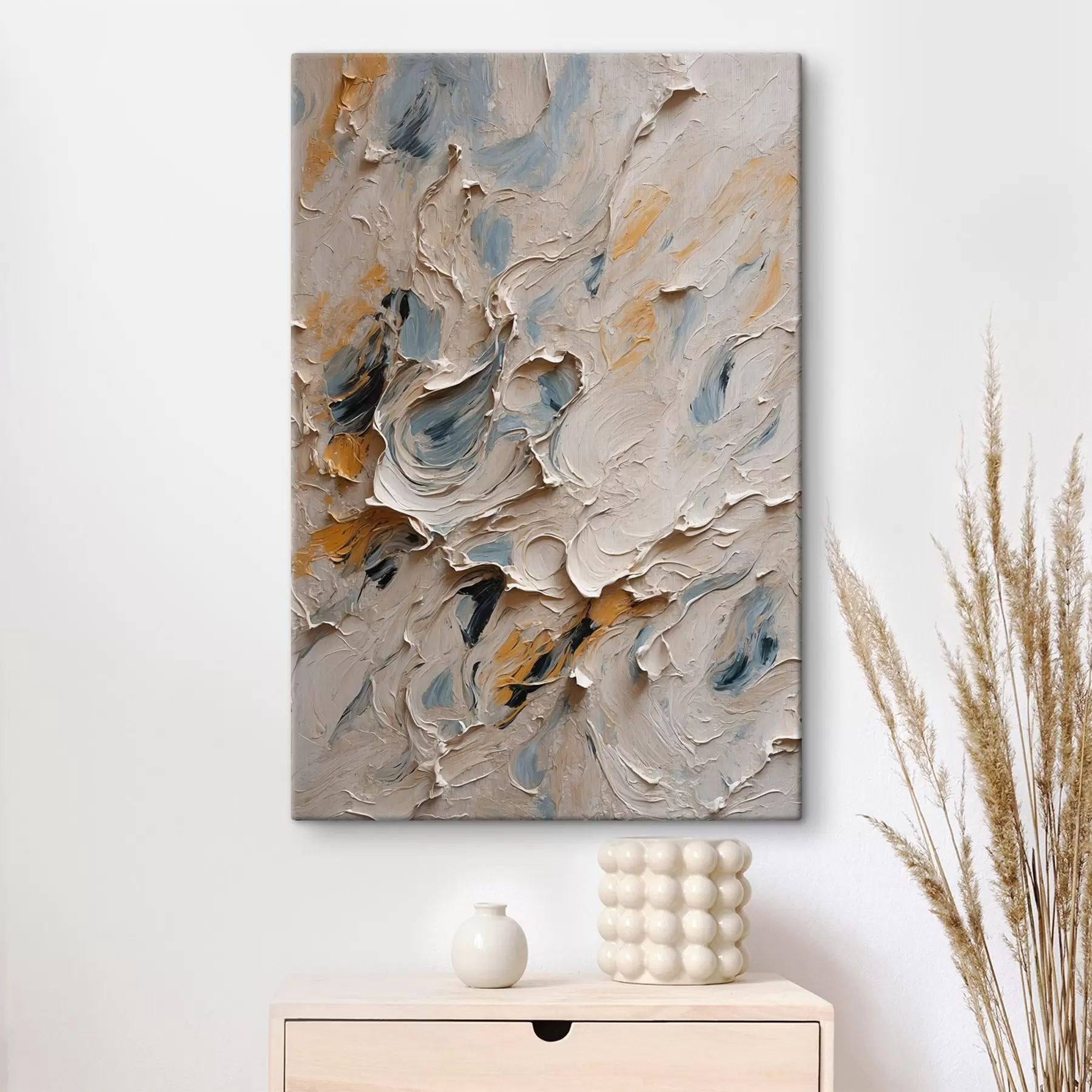 murales de pared Óleo abstracto en blanco y azul s44078