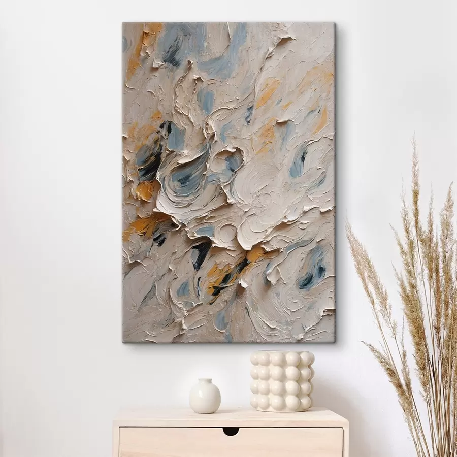 murales de pared Óleo abstracto en blanco y azul s44078