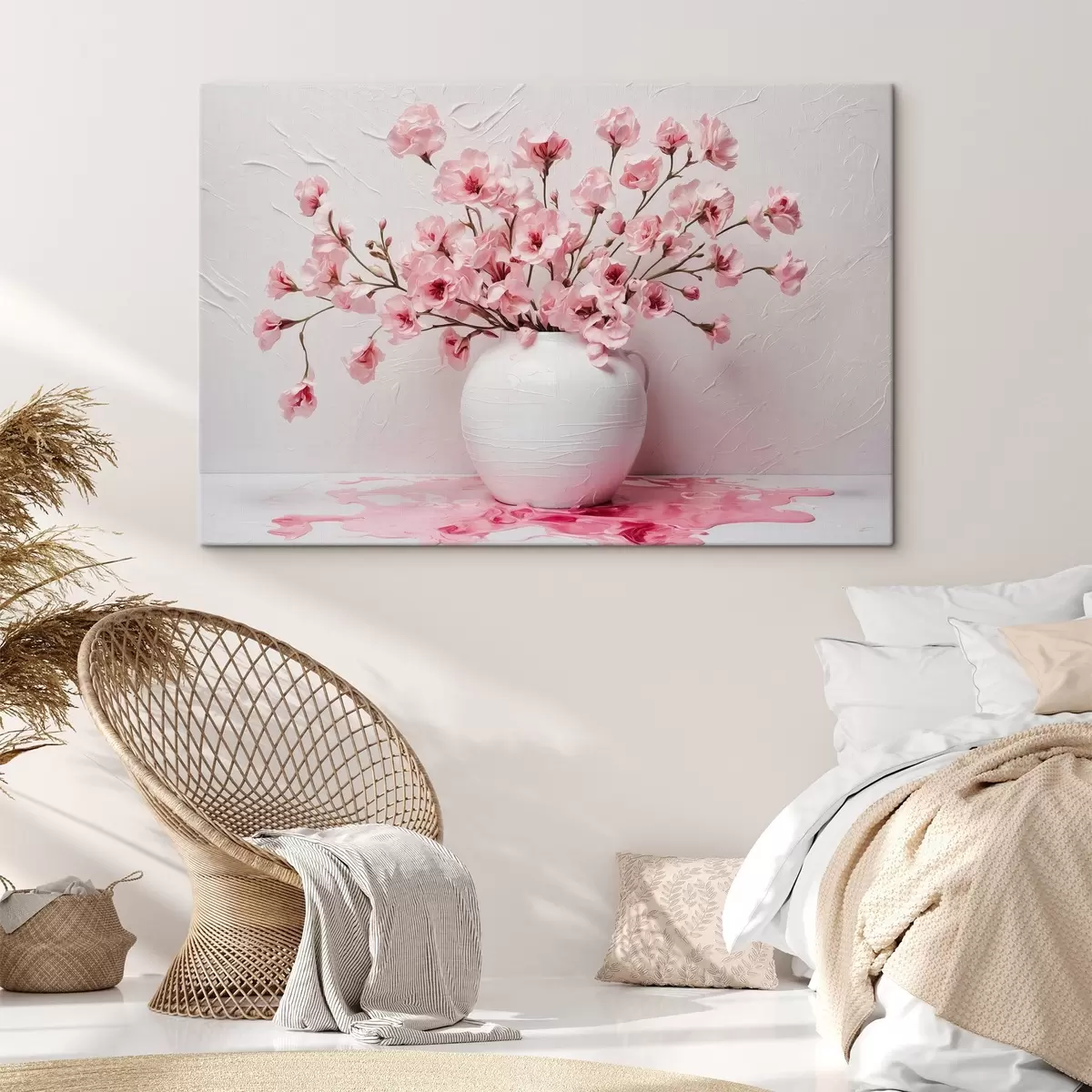murales de pared Flores rosas en gran jarrón blanco s44081