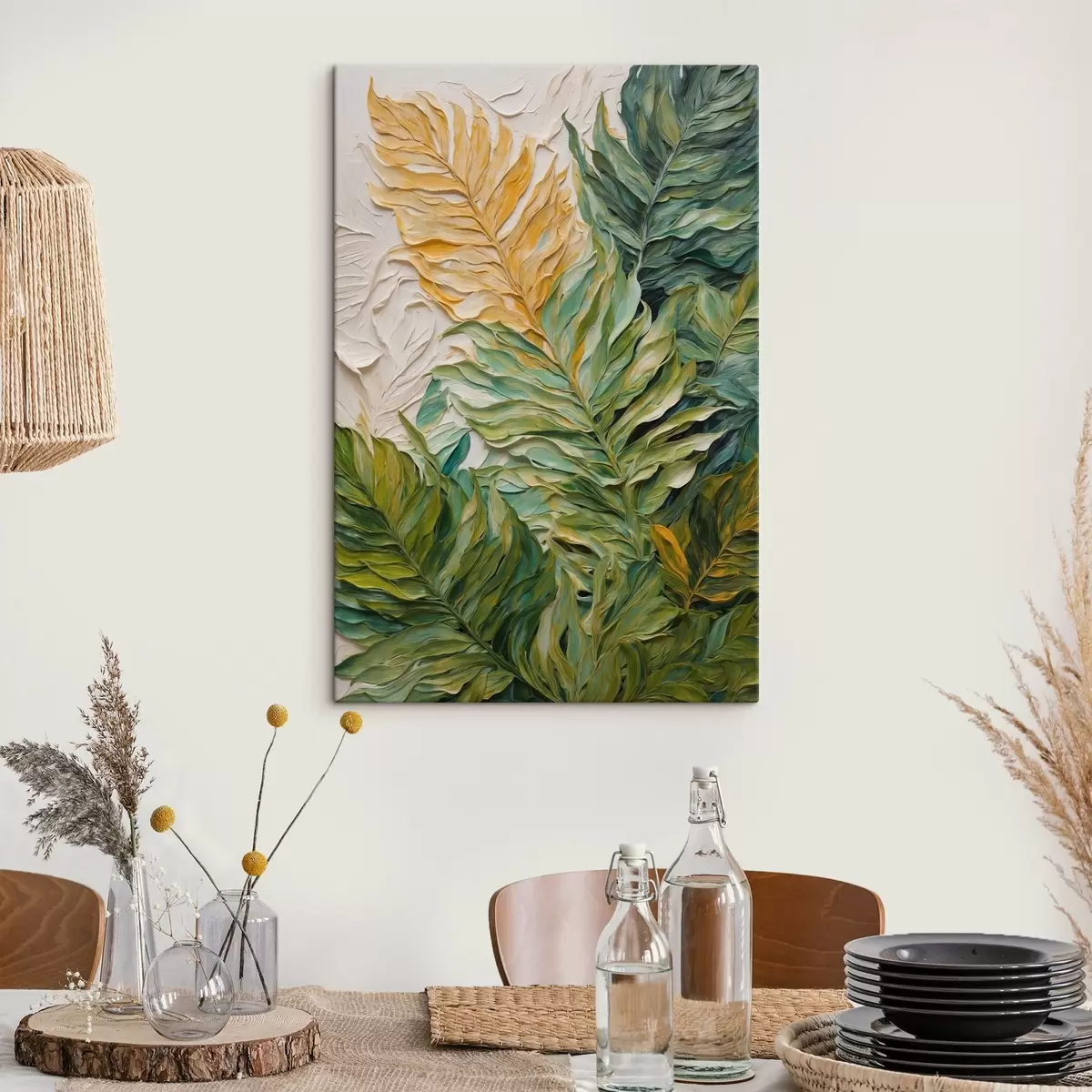 murales de pared Hojas tropicales al óleo s44088