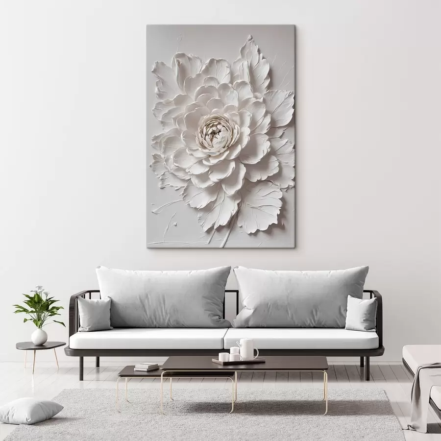 murales de pared Flor blanca sobre fondo blanco s44089