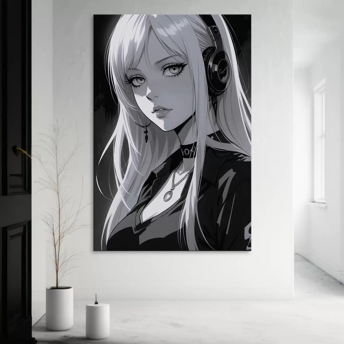 murales de pared Póster con chica con auriculares s44102