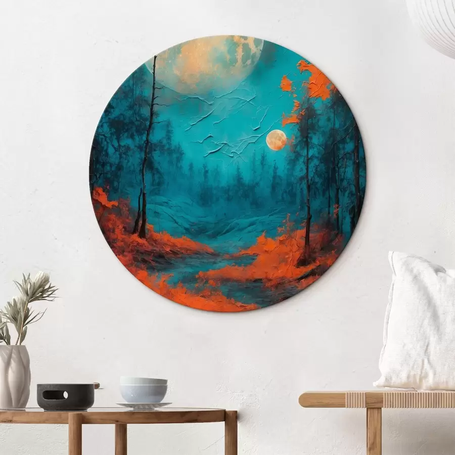 murales de pared Bosque negro en luna negra al óleo r44063