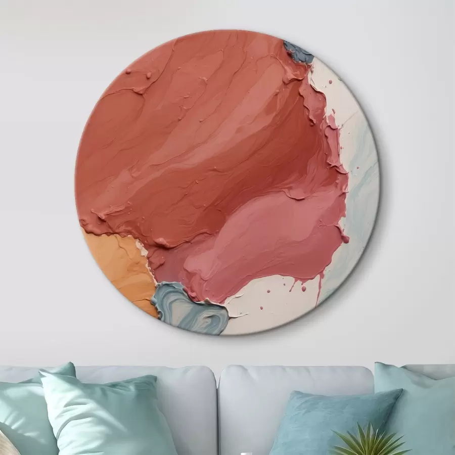 murales de pared Pintura abstracta al óleo con colores rojo, amarillo y azul r44068