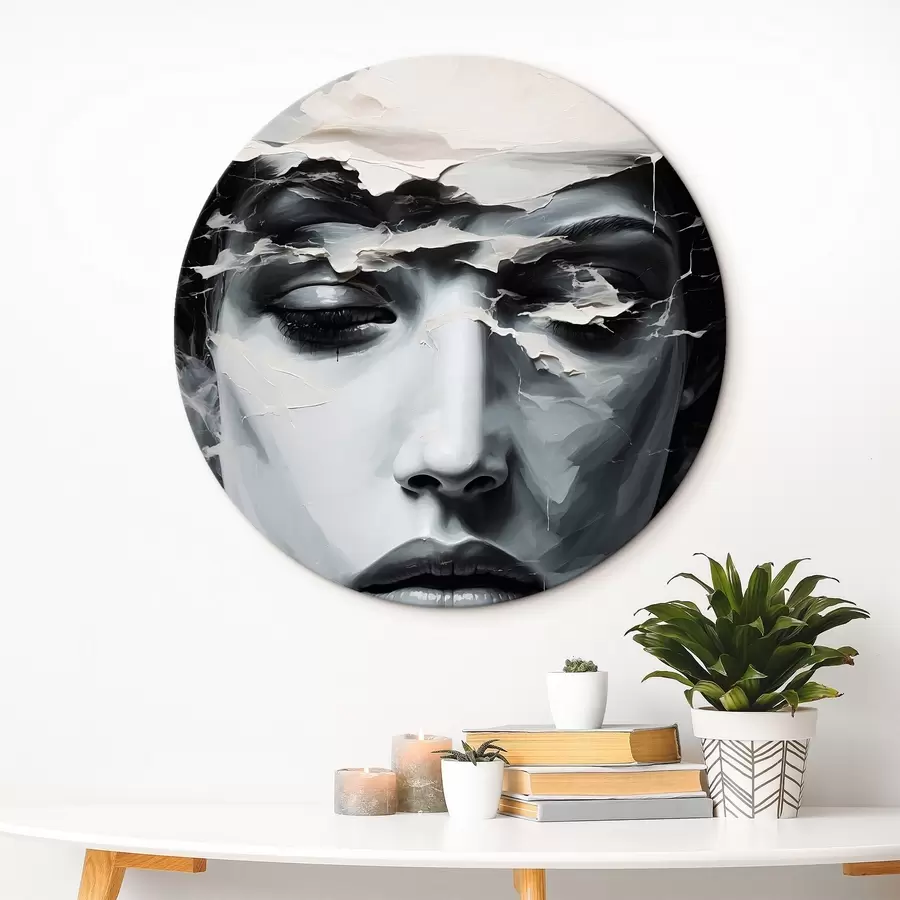 murales de pared Rostro femenino abstracto en estilo de pintura acrílica r44070