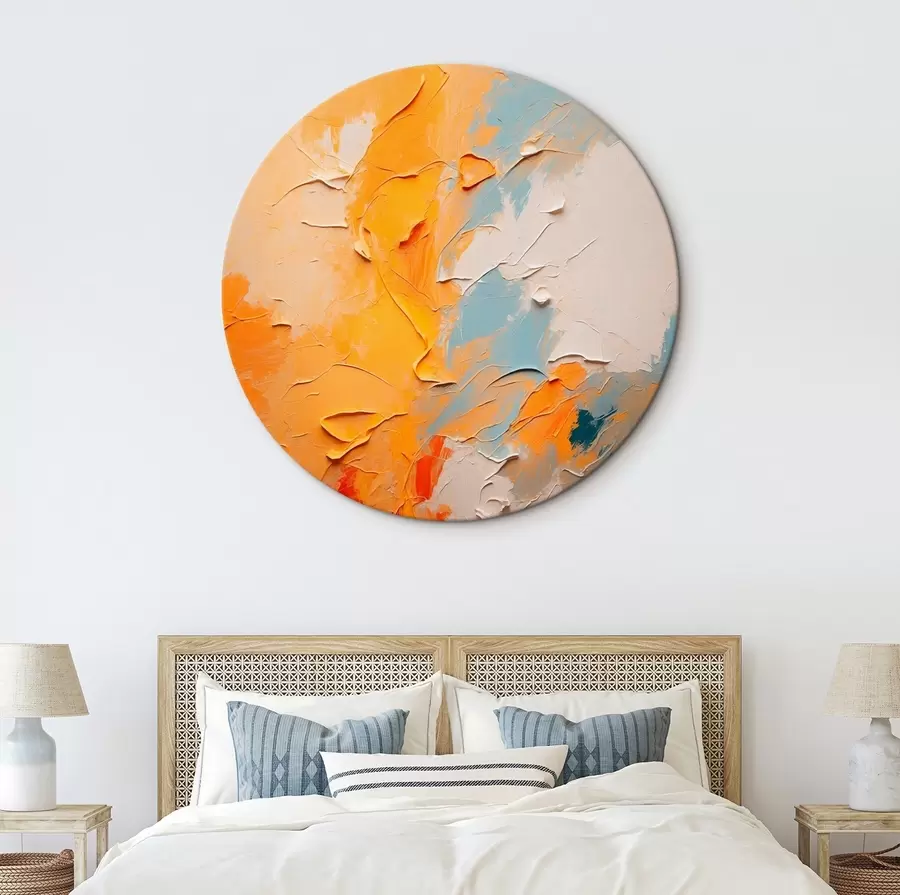 murales de pared Pintura al óleo abstracta con colores amarillo y azul r44077