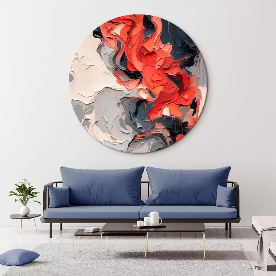 murales de pared Óleo abstracto en colores rojo, negro y gris r44079