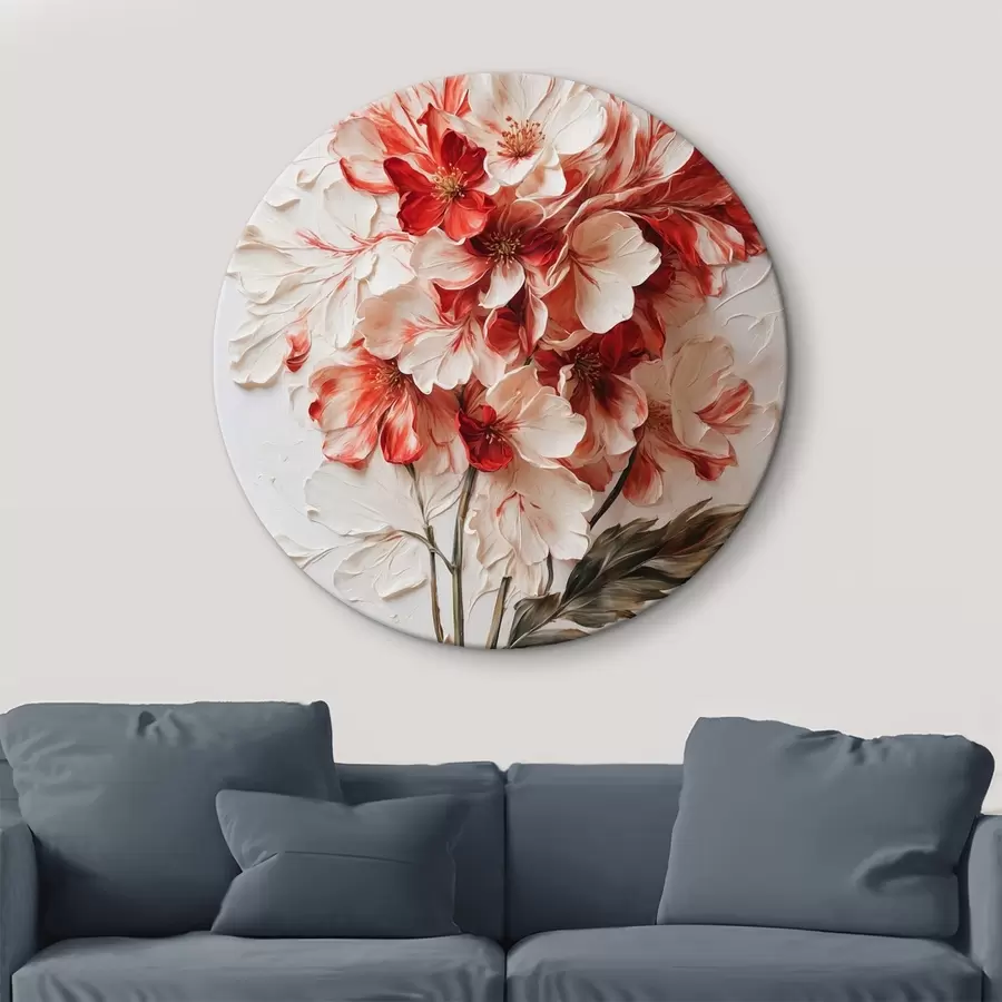 murales de pared Flores rojas y blancas al óleo r44090