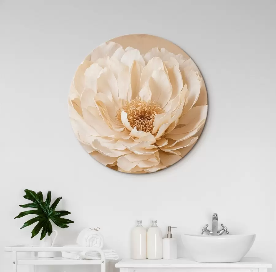 murales de pared Flor blanca sobre fondo beige r44094