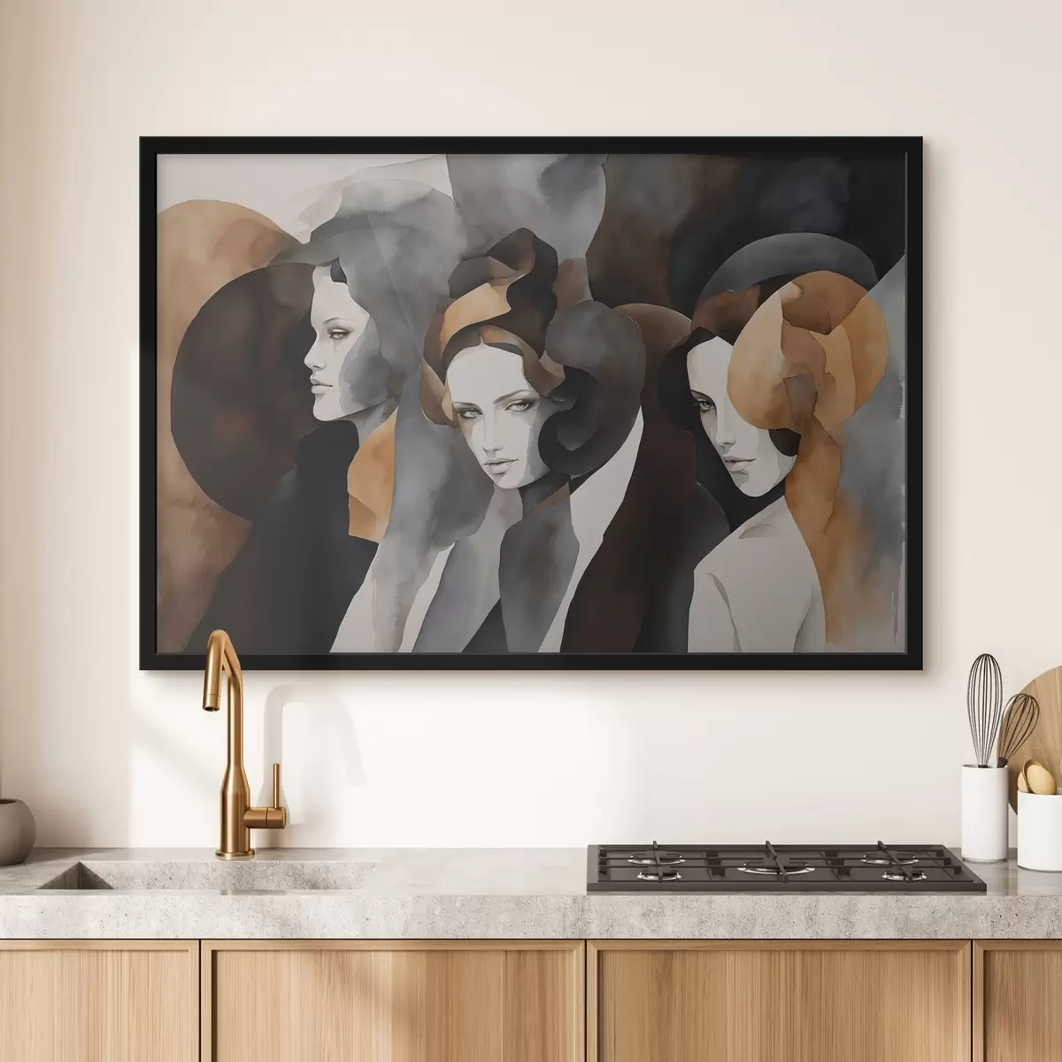 Poster Pintura abstracta con rostros de mujer f44060