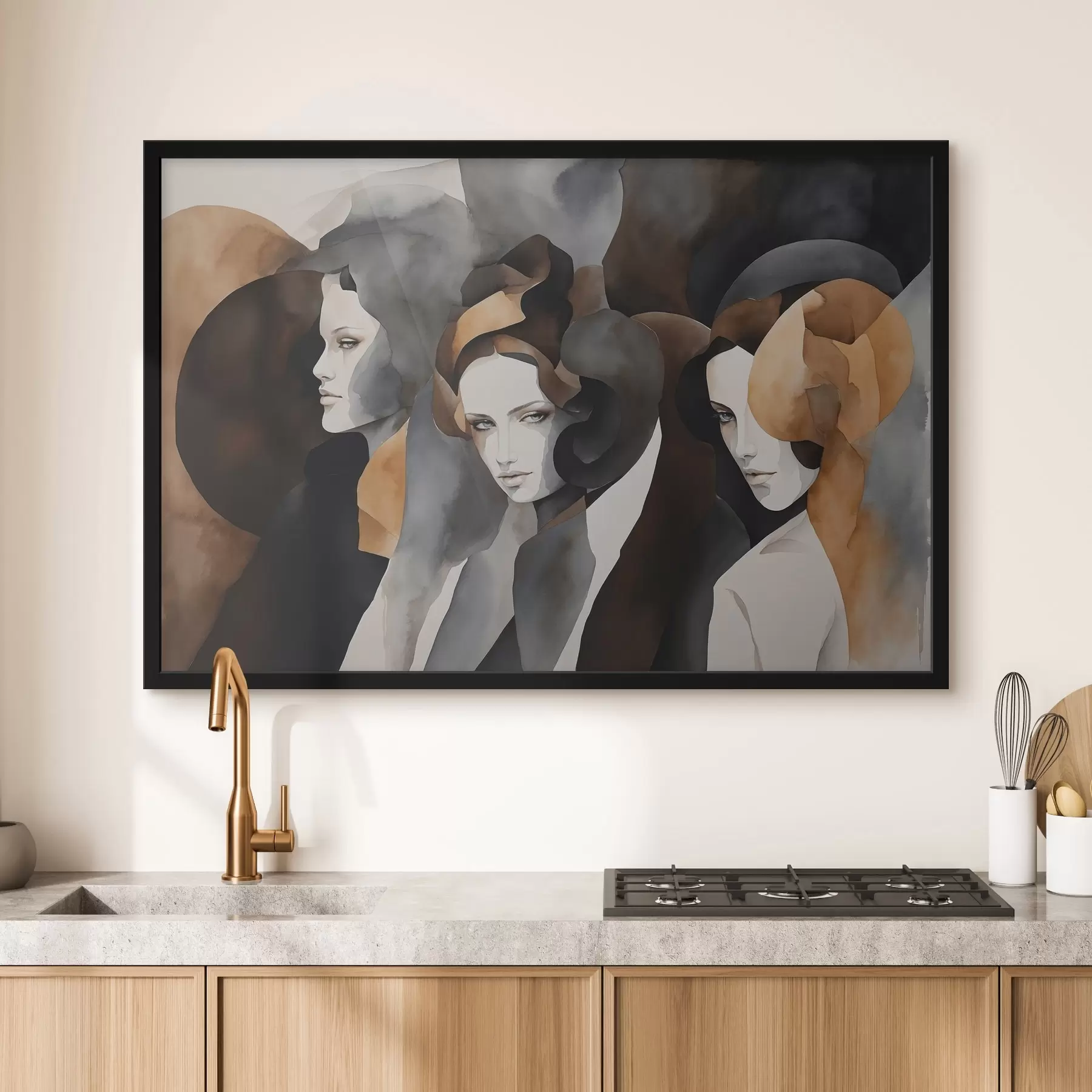 murales de pared Pintura abstracta con rostros de mujer f44060