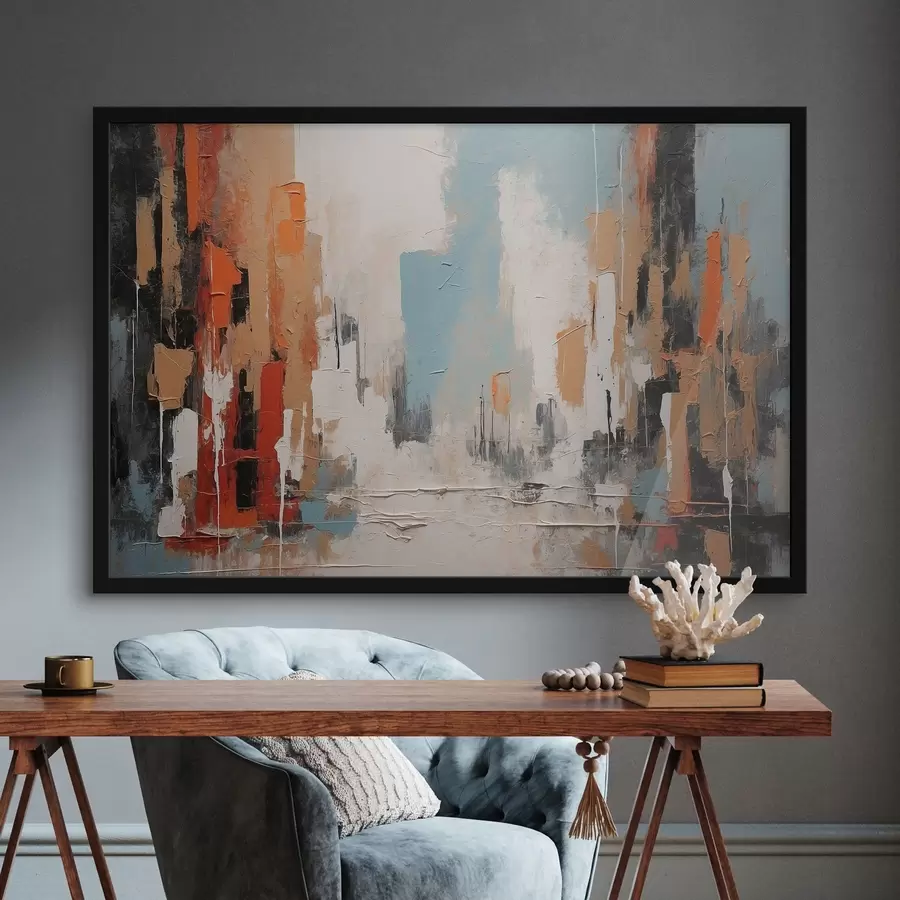 murales de pared Ciudad abstracta al óleo f44061