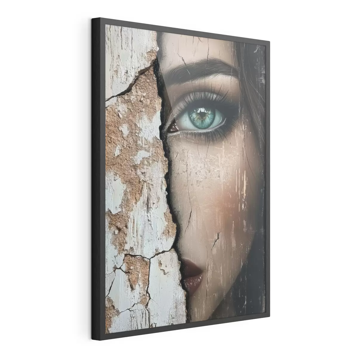 Poster Cara de niña detrás de un viejo muro f44069