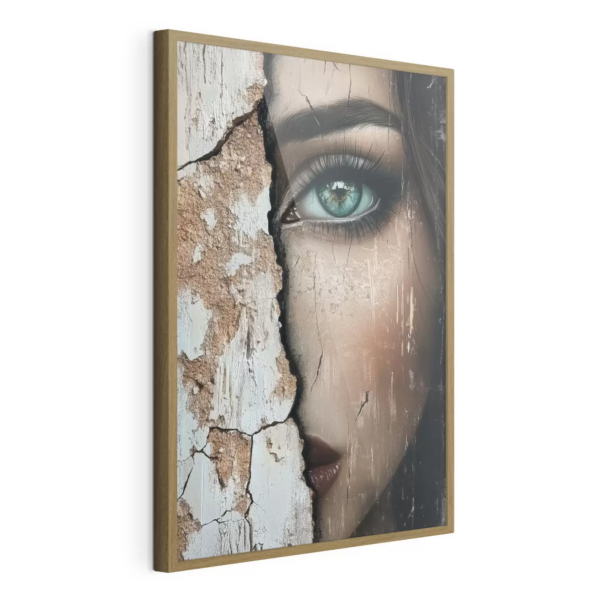 Poster Cara de niña detrás de un viejo muro f44069