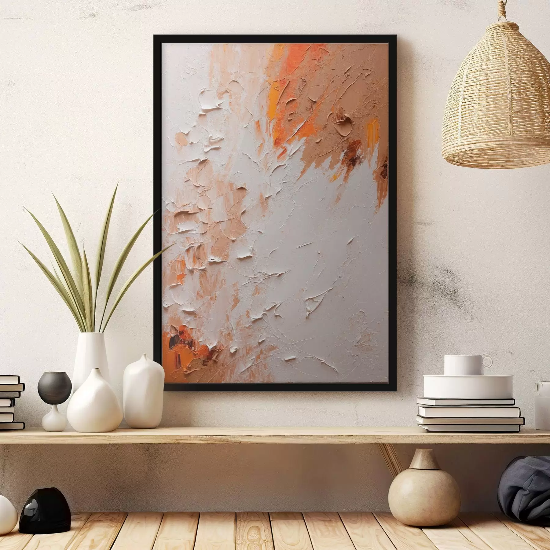 murales de pared Pintura al óleo abstracta con colores blanco y marrón f44076