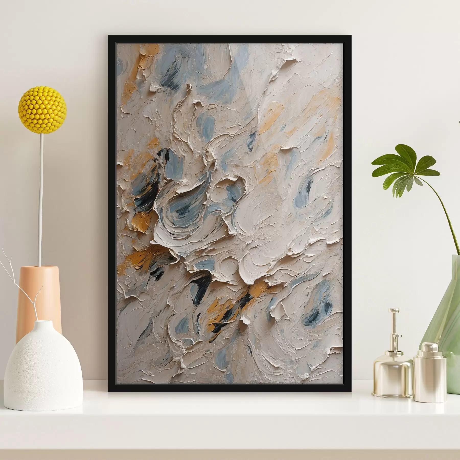 murales de pared Óleo abstracto en blanco y azul f44078