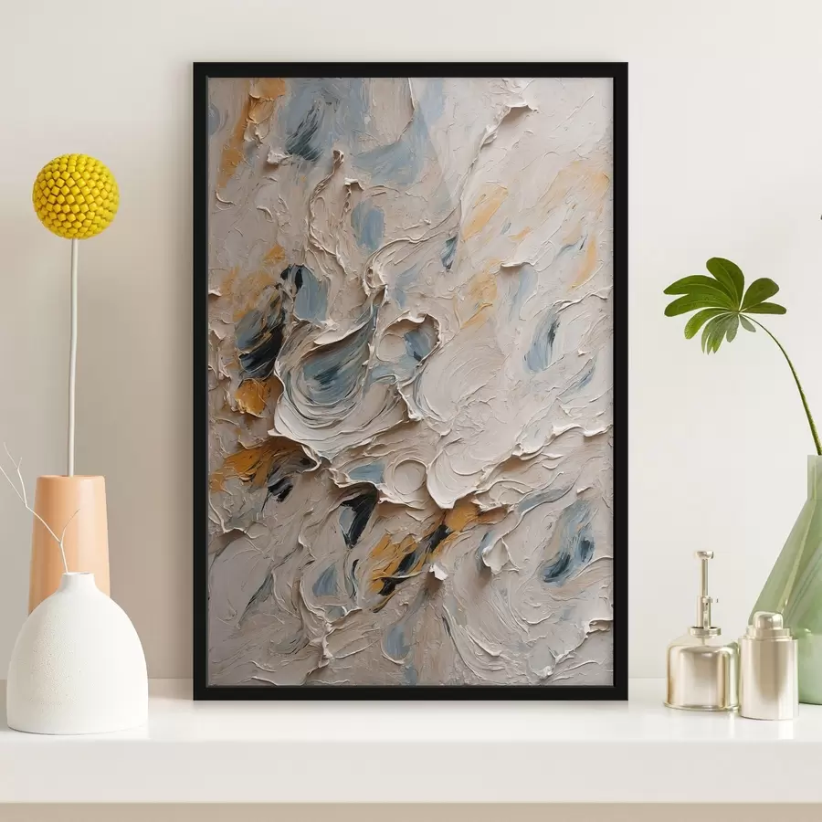 murales de pared Óleo abstracto en blanco y azul f44078