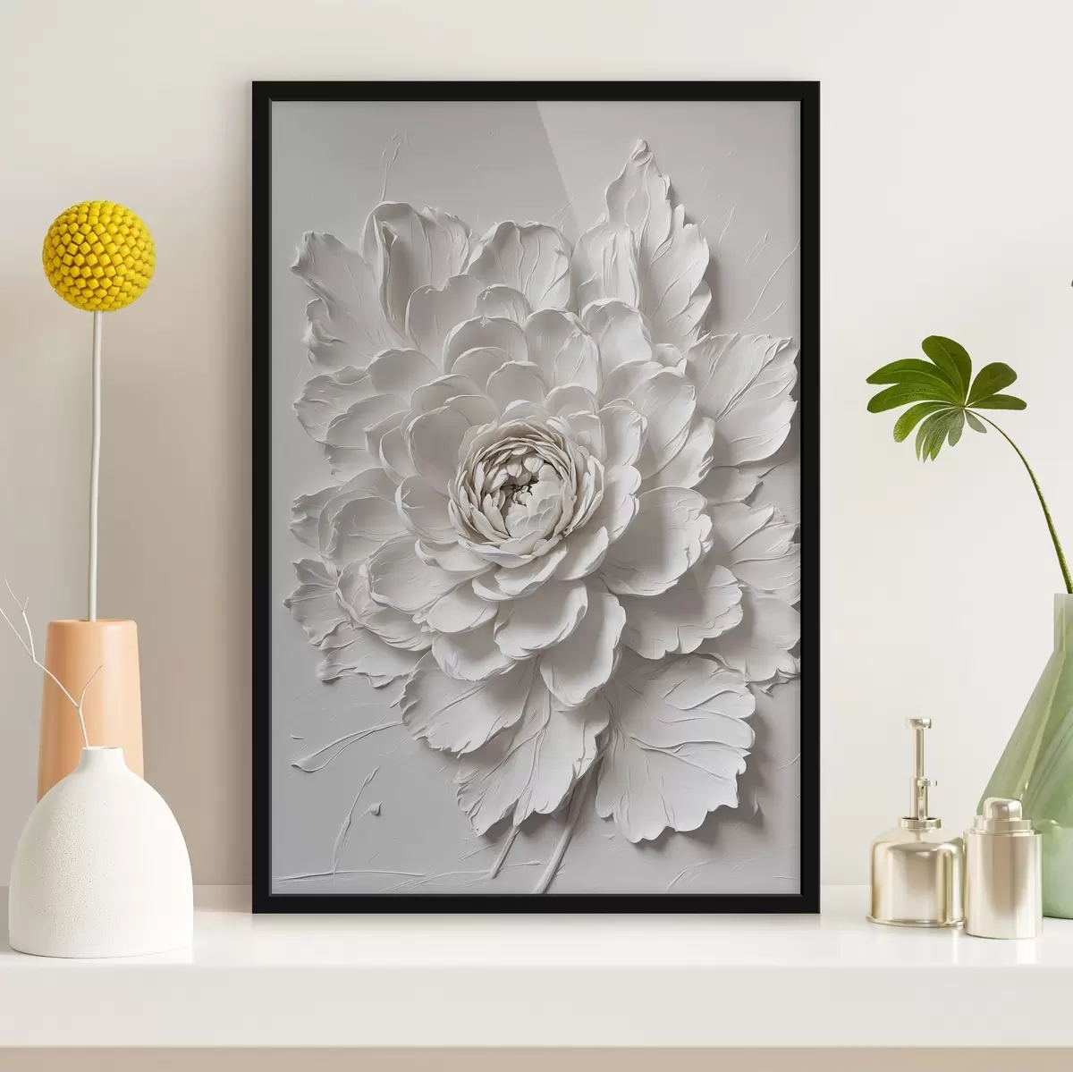 Poster Flor blanca sobre fondo blanco f44089