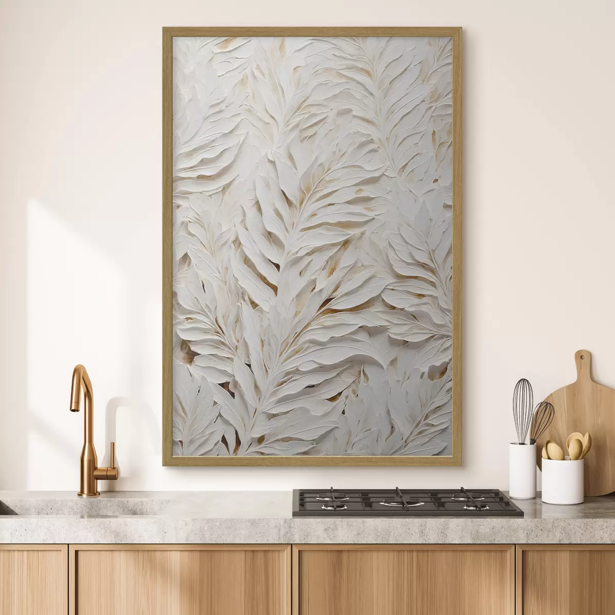 Poster Hojas tropicales blancas f44093