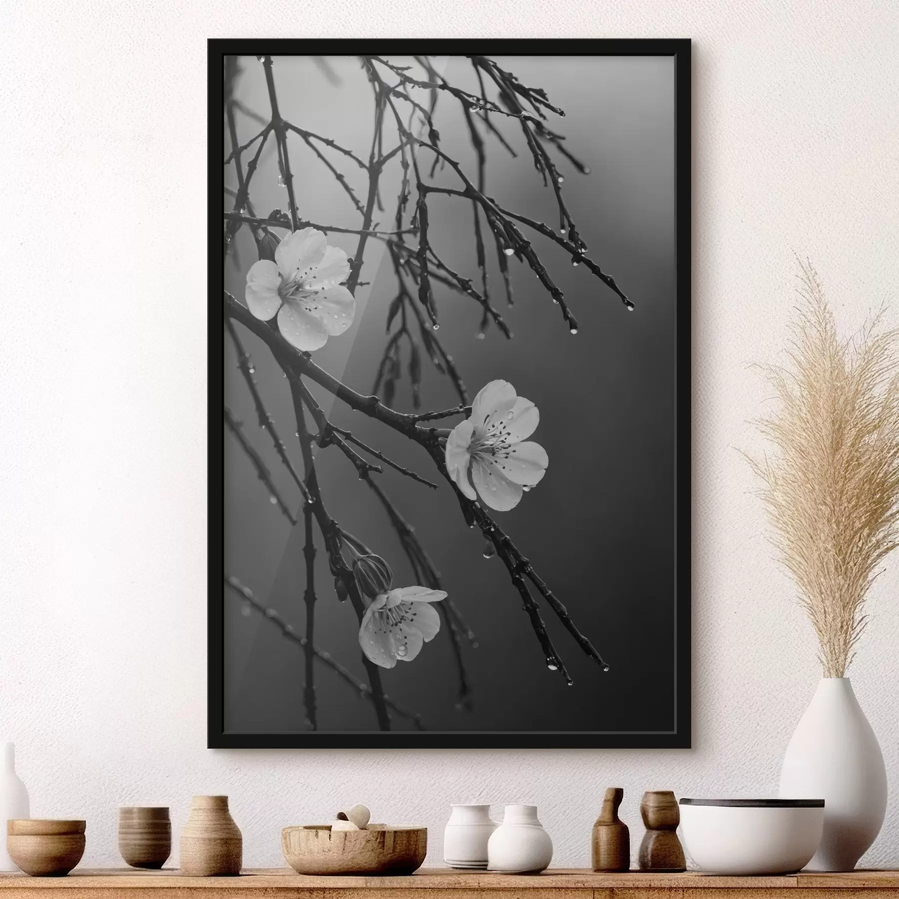 murales de pared Flores en las ramas después de la lluvia f44098