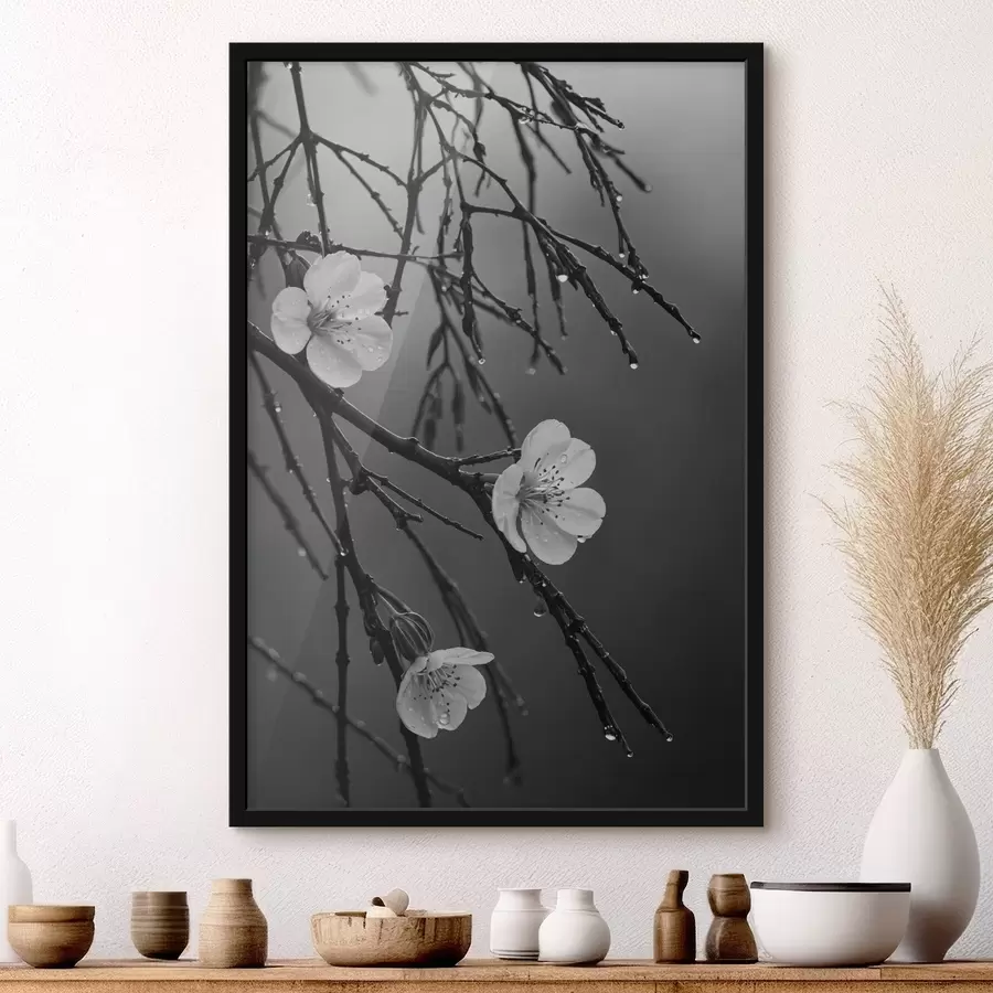 murales de pared Flores en las ramas después de la lluvia f44098