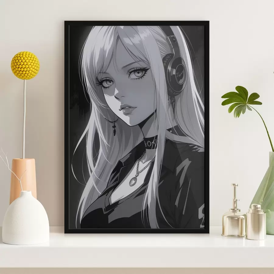 murales de pared Póster con chica con auriculares f44102