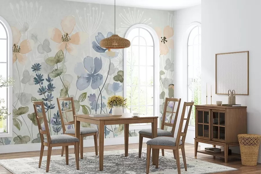 murales de pared Flores y plantas en estilo acuarela w03716