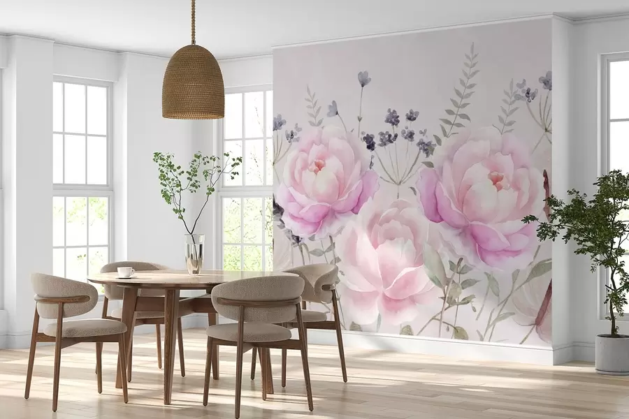 murales de pared Flores y plantas en estilo acuarela w03862