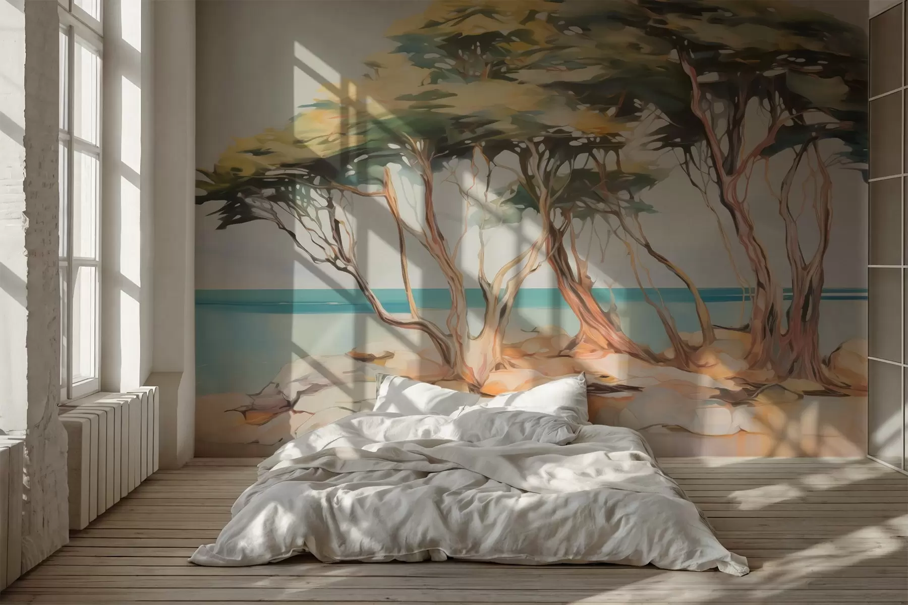 murales de pared Árboles junto al mar w03855