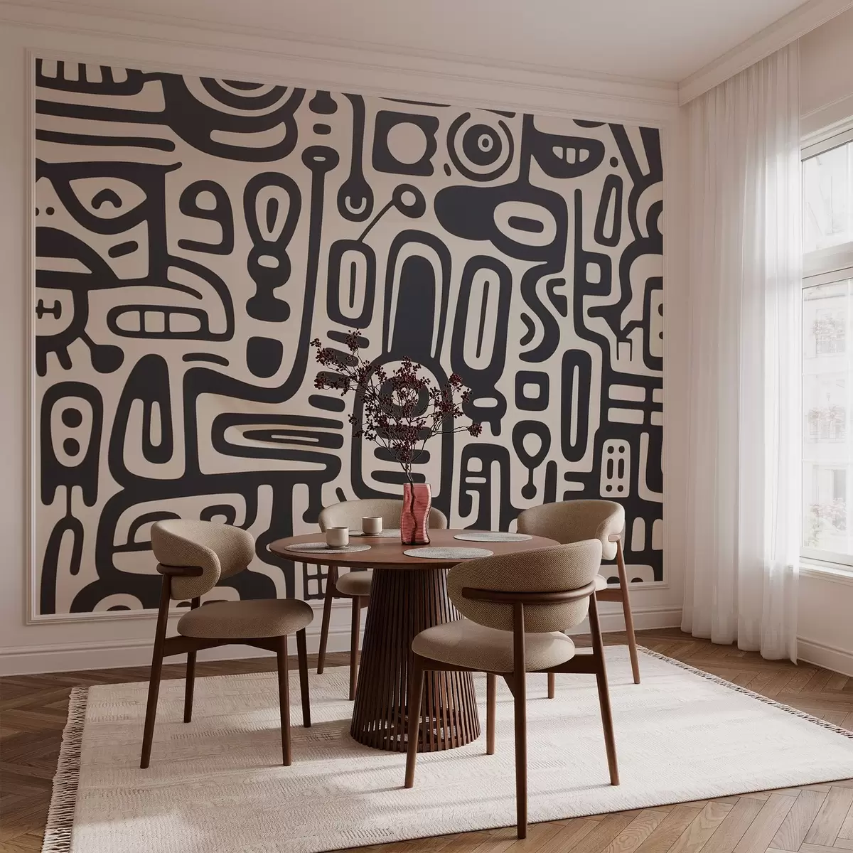 murales de pared Graffiti gris sobre fondo beige w03834