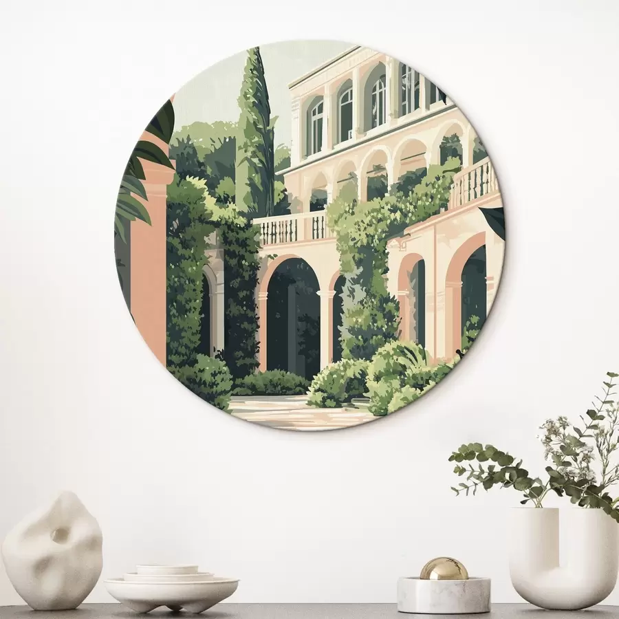 murales de pared Arquitectura mediterránea, naturaleza tropical, estilo llano, chalet con jardín r44150