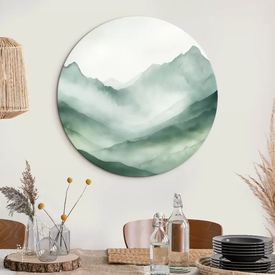 murales de pared Montañas en tonos verdes r44168