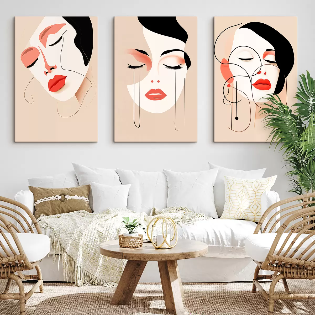 murales de pared Armonía, tres caras, colores brillantes m00454