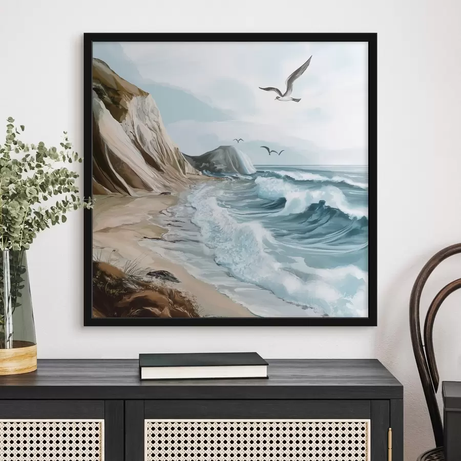 murales de pared Playa de arena y aves f44222