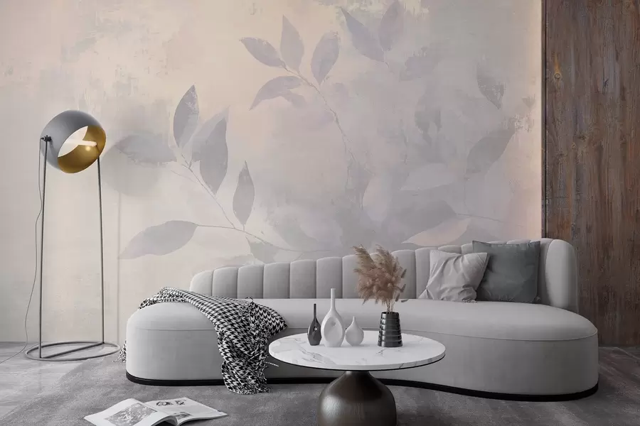 murales de pared Bonitas ramas de árbol, colores beige apagados, abstracción  w03882