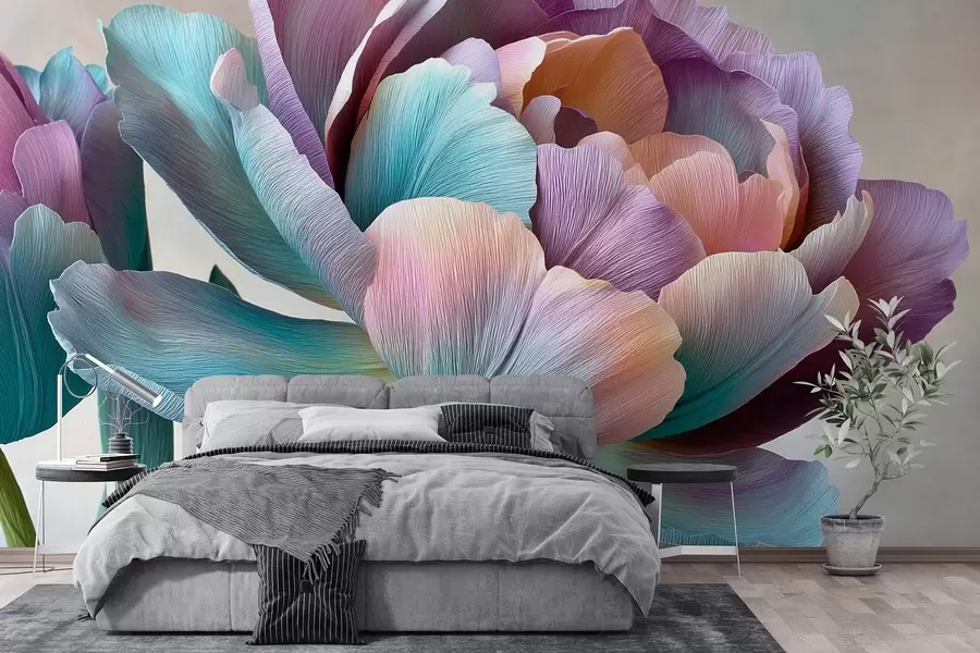 murales de pared Colorida flor de papel crepé w09076