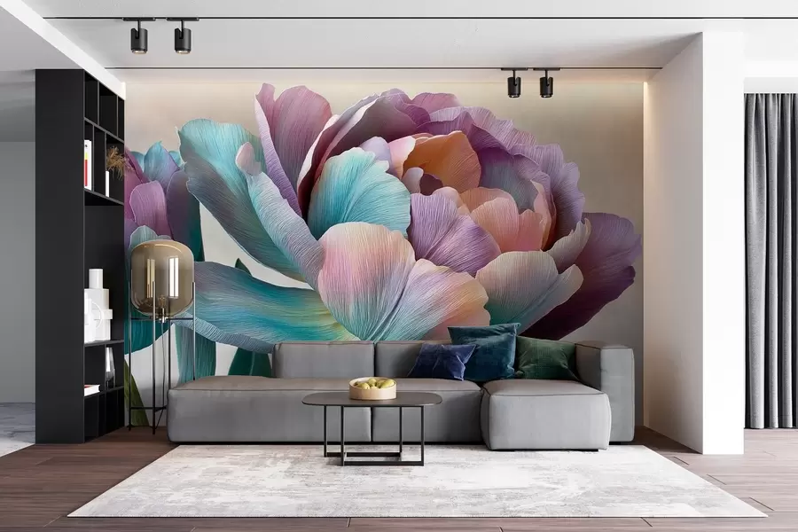 murales de pared Colorida flor de papel crepé w09076