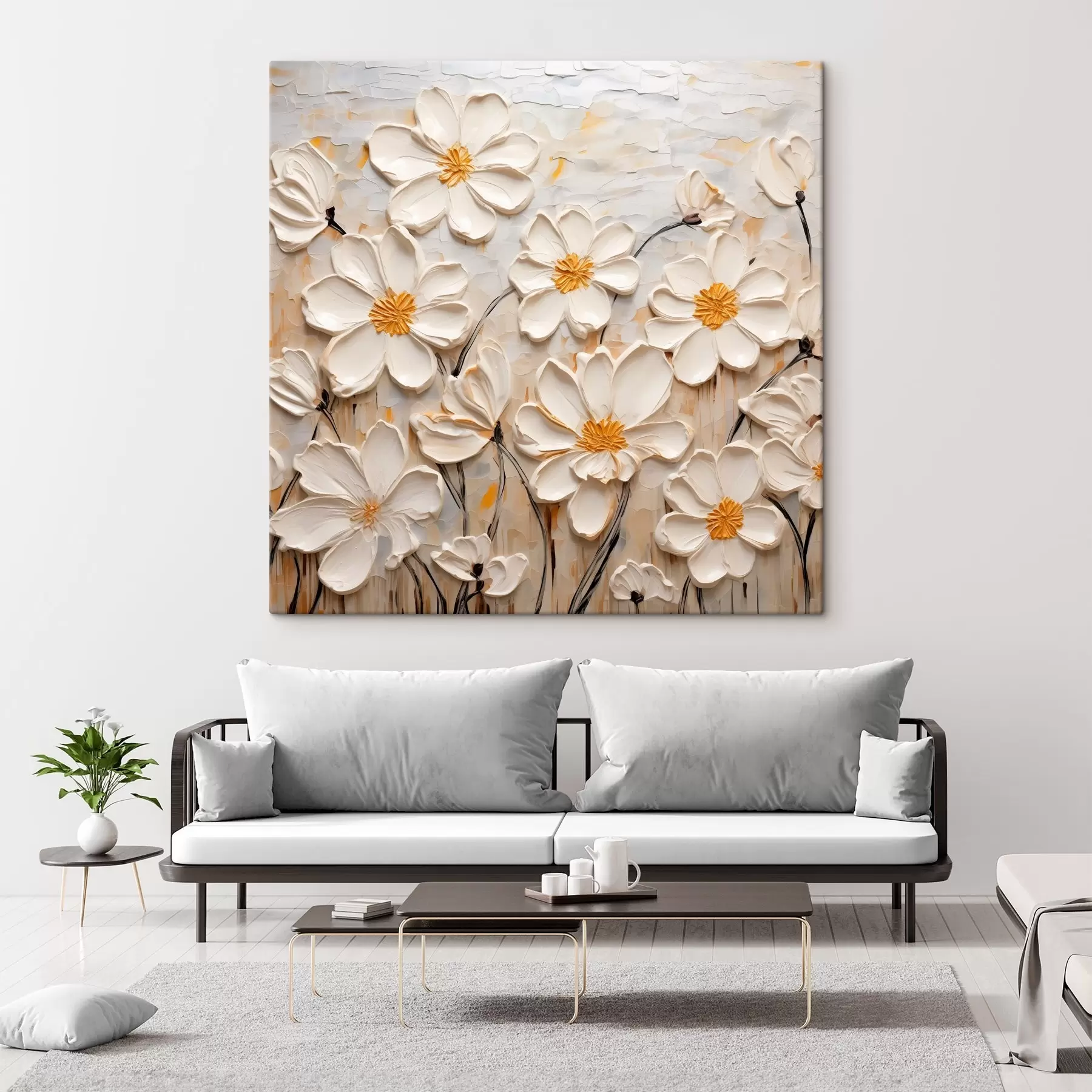 murales de pared Flores texturadas al óleo s43899