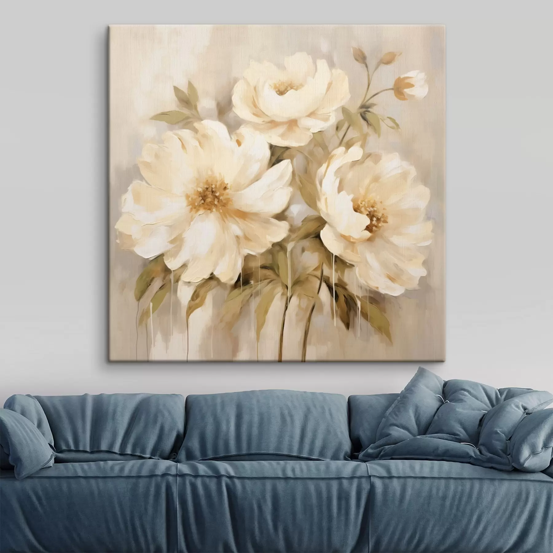 murales de pared Composición floral con pétalos blancos s44043