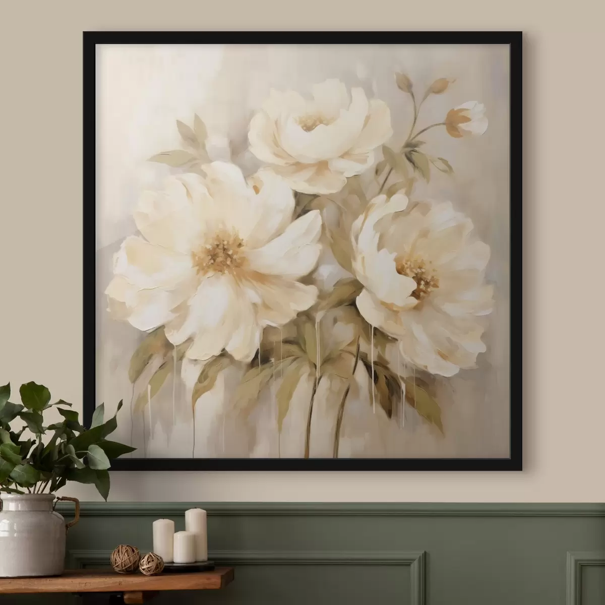 Poster Composición floral con pétalos blancos f44043