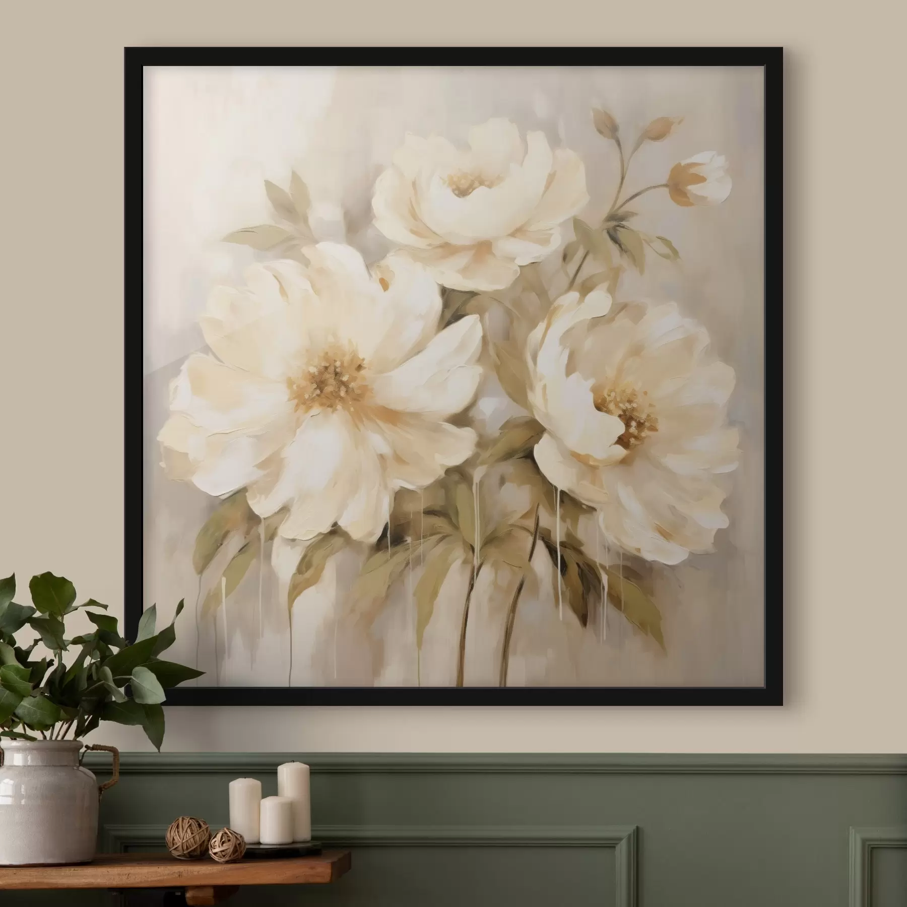 murales de pared Composición floral con pétalos blancos f44043