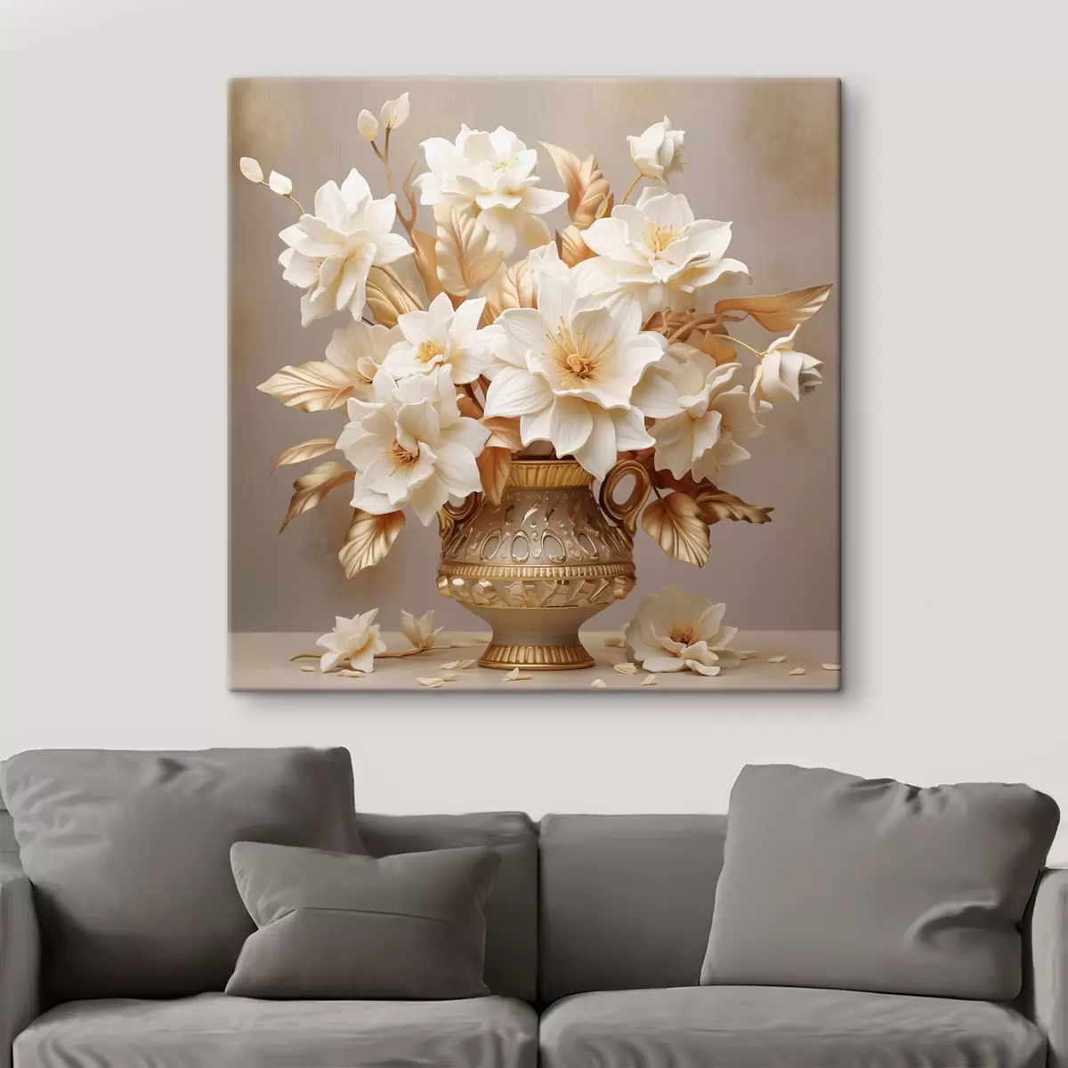 murales de pared Tierno ramo de flores en un jarrón clásico de estilo realista s44237