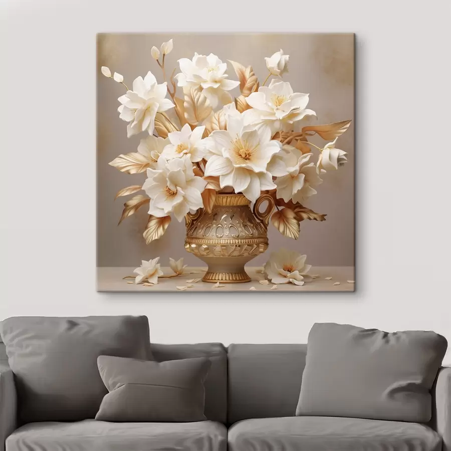 murales de pared Tierno ramo de flores en un jarrón clásico de estilo realista s44237