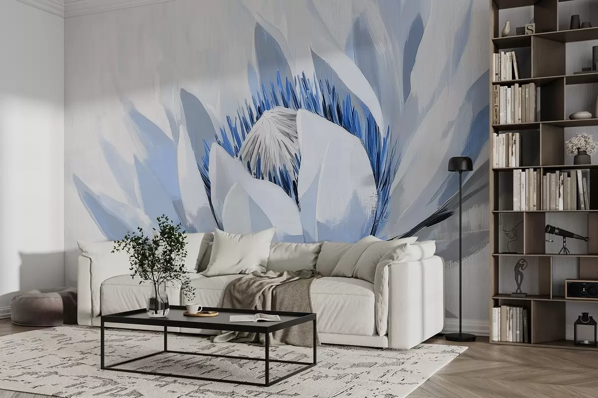 murales de pared Gran flor abstracta acrílica w09066v1