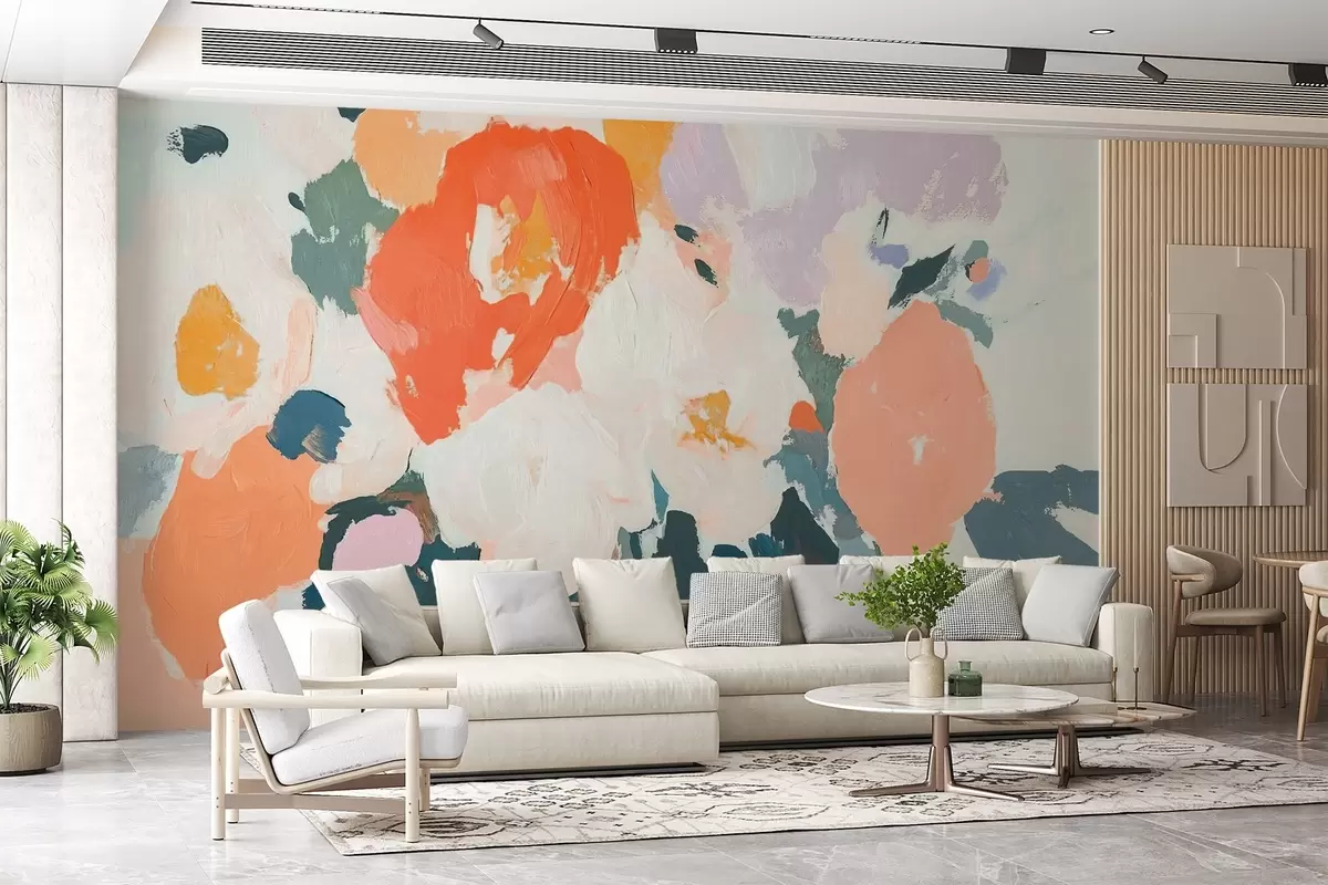 murales de pared Flores acrílicas abstractas w09070