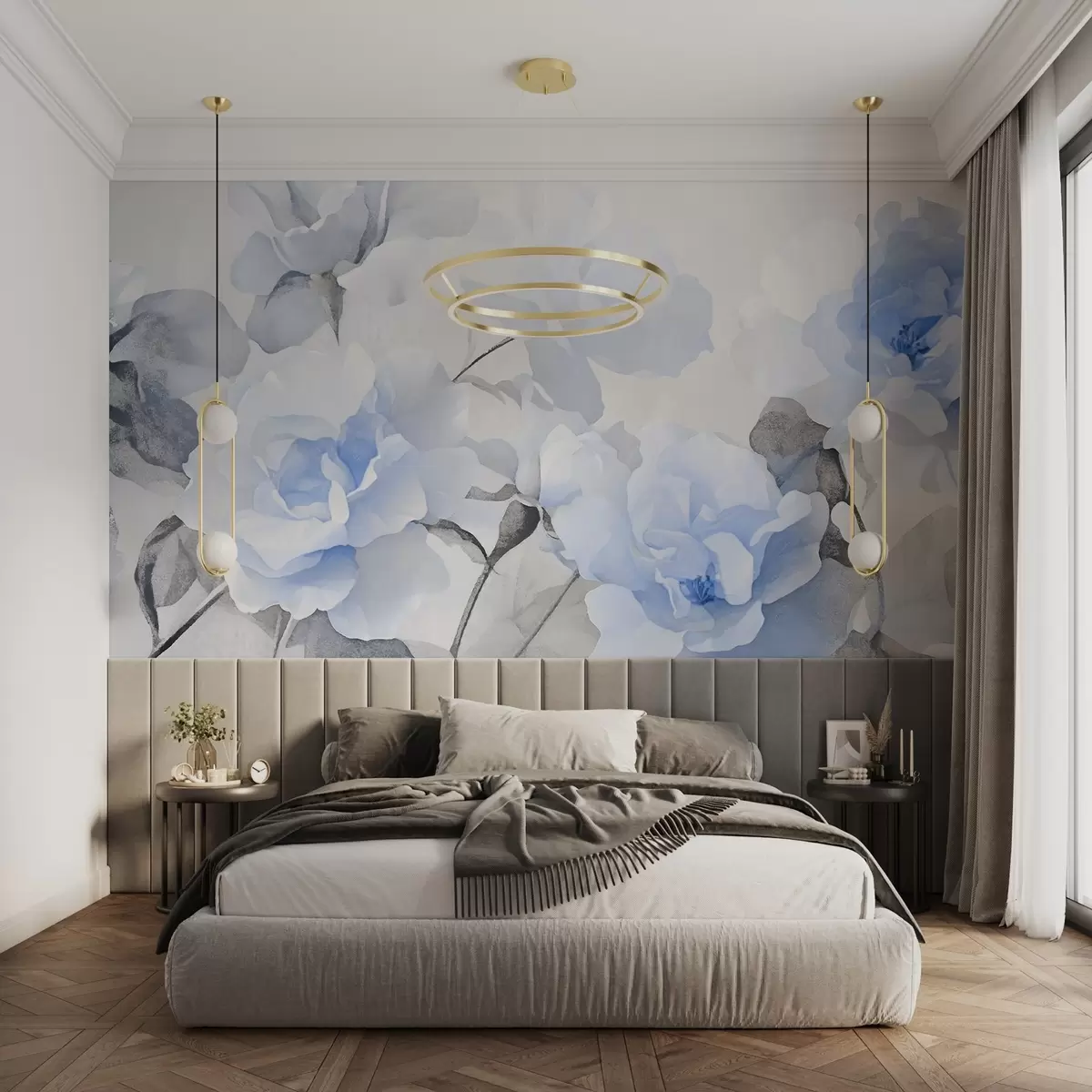 murales de pared Delicadas flores vintage con textura w09071